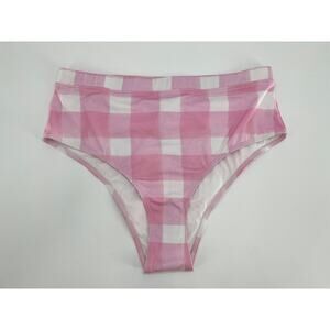 NWT Solid & Striped The Lilo Bikini Bottom Sz L Painted Gingham Cloud Pink